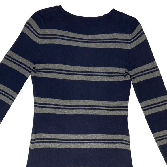 Premise Sweater Dress Women S Navy Blue Striped Stretchy Knit Bodycon Winterwear - Picture 6 of 16